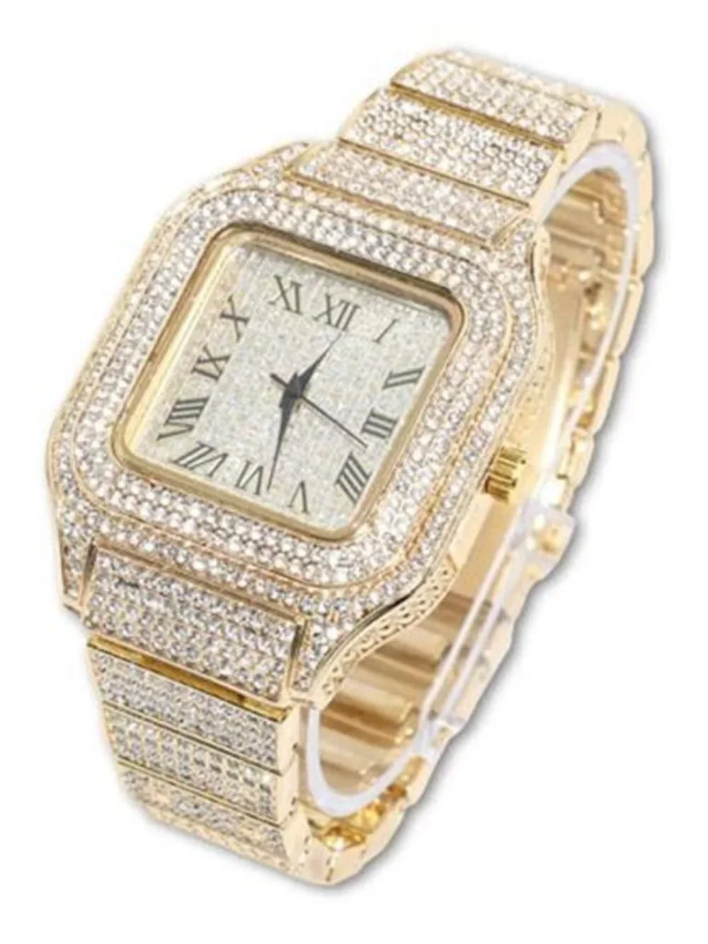Diamonds Gold Watch Iced Out, Men's 18k Real Gold/Platinum White Gold